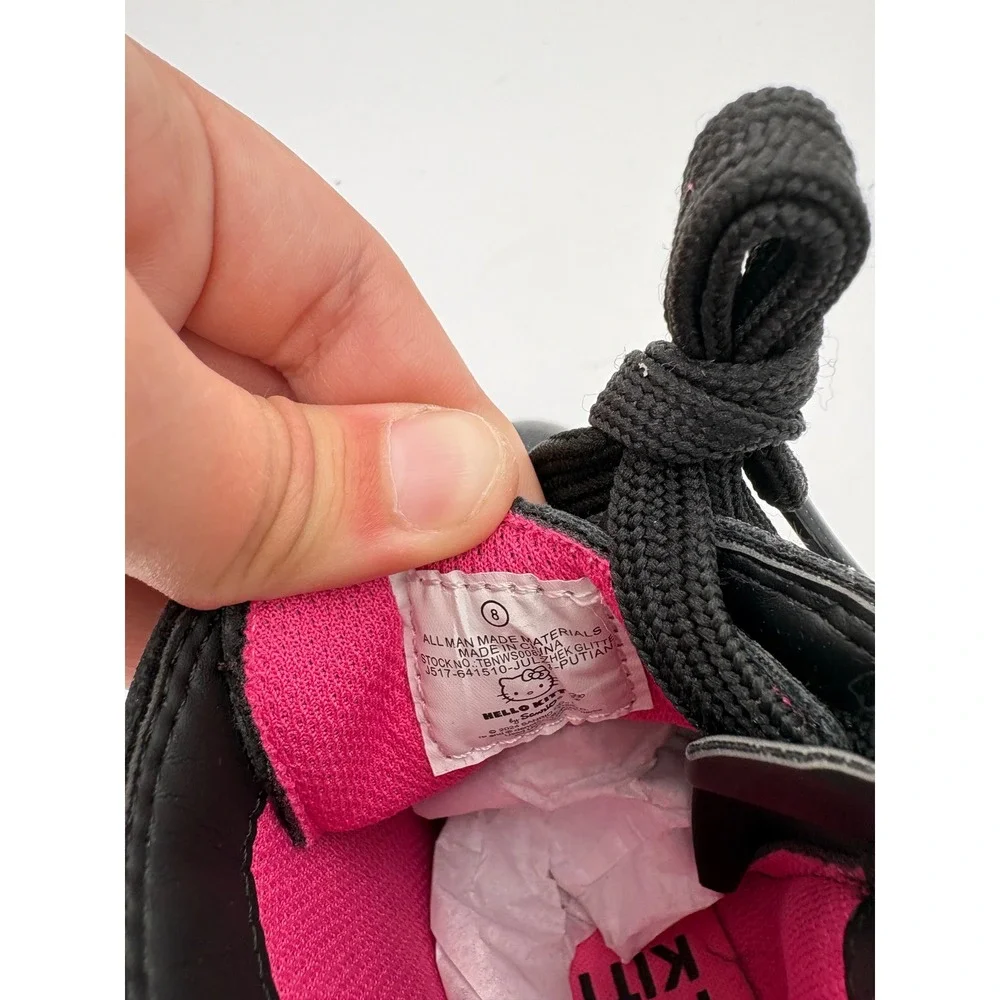 Hello Kitty Kids Black Glitter Combat Boots Pink Accents Size 8 TBNWS008JNA